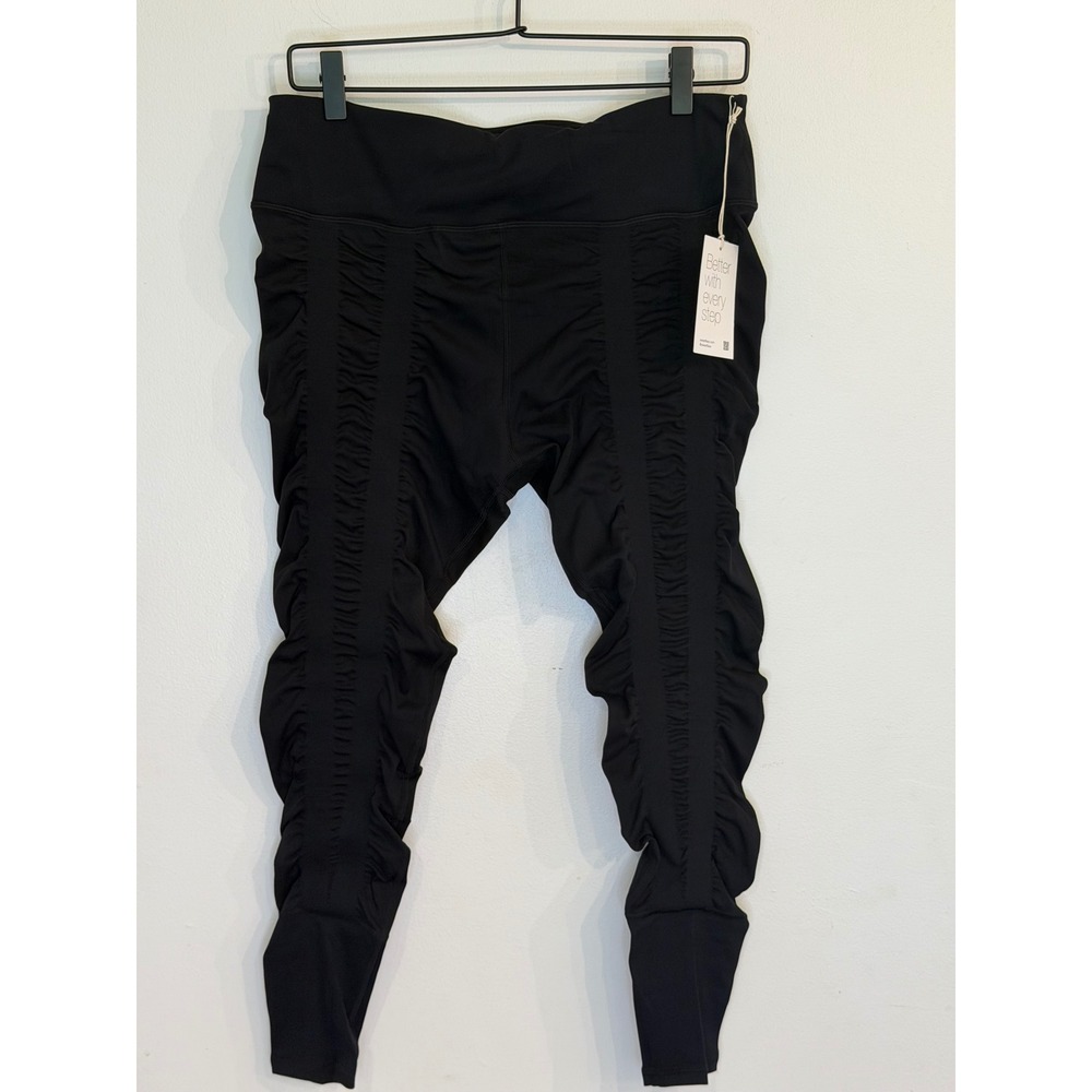 Sweetflexx Resistance Activewear Black Ruched Leggings Womens Size 12 NWT